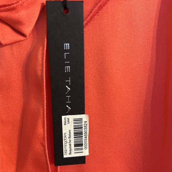 NWT-Elie Tahari silk top, orange, sz Med. - Picture 3 of 6